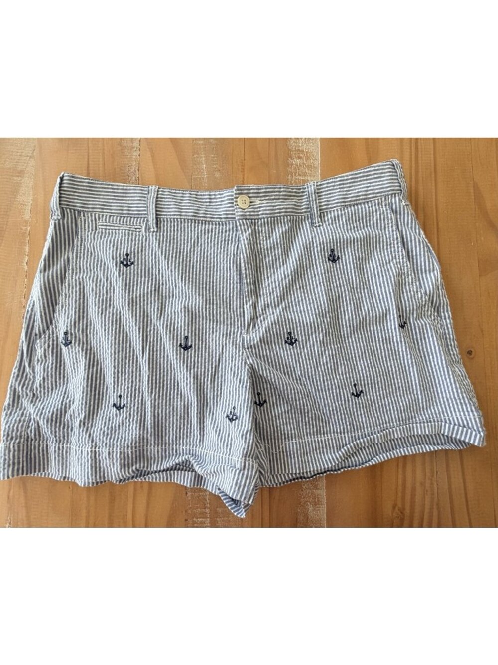 Polo Ralph Lauren Women Anchor Nautical Seersucker Shorts 10 Striped Coastal